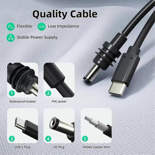 For Space-X Mini USBC to D Cable Waterproof Overload Short Circuit Protection MINI Type-C to DC Cabl 2