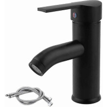 Robinet Lavabo Noir,Robinet Eau Chaud Froid,Mitigeur de Salle de Bain en Acier inoxydable,pour Lavabo ou Vasque de Salle Bain, Vasque Lave Main,Chaud