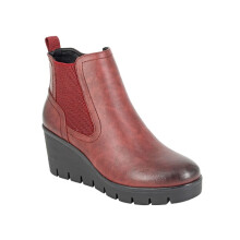 (UK Size 4, Burgundy) Cipriata ANNINA L606 Ladies Memory Foam Inside Zip Gusset Comfort Wedge Heel Ankle Boots