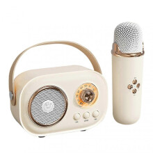 (Single Microphone, Light Yellow) Portable Karaoke Singing Speaker Bluetooth-Compatible Karaoke Machine for Friend Family Party