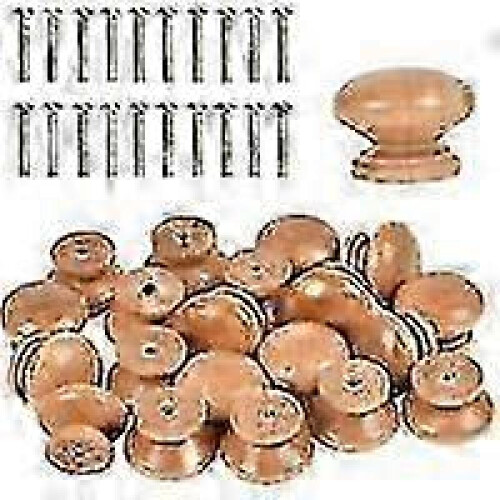 20pcs Wooden Door Handle Set, Furniture Knobs for Kitchen Cabinets and Cupboards, Round Pull Knobs for Cabinet Drawers and Storage Boxes