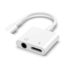 (Lighting 3.5mm Jack) 2 in 1 load adapter, Lightning to 3.5mm Jack, cable separator for Apple iPhone, charge while listening to songs