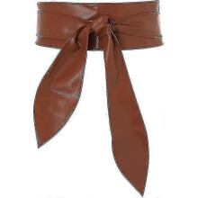 (Coffee) Women Wide Waist Belt Soft Leather Tied Wide Belt Bow Tie Waistband Sash Dress Belt Stylish Wrap Belt