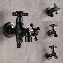 Outdoor Faucet Modern Black Single Cold Tap Outdoor Faucet Garden Wall Bibcock Tap Bathroom Washing Machine Mop Taps (color : Jy04b) W
