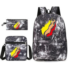 Leisure Prestonplayz Student Schoolbag Backpack Small Shoulder Bag Pen Bag Three-piece Set