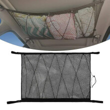 Car Ceiling Cargo Net, Car Interior Roof Storage Net with Zipper, Universal Car Trunk Organizer Sundries Bag