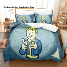 (Three piece set 3, EU Single(135x200cm)) Fallout Vault 33 Bedding Set Single Twin Full Queen King Size Bed Set Adult Kid Bedroom Duvetcover Sets Anime parure de lit Bed