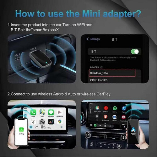 (Glod) Androids Auto Wireless Adapter Androids Auto 2 in 1 Smart USB Dongle for Auto Truck 2