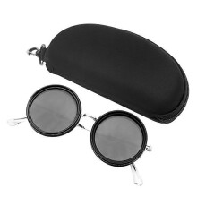 (Silver Frame 49mm) Rounded Polarized Sunglasses, Adjustable Tint Sunglasses Driving Glasses for Men Women