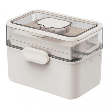 (L, White) 3-Tier Medicine Organiser Family Emergency Medicine Case for Home Travel