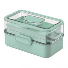 (M, Green) 3-Tier Medicine Organiser Family Emergency Medicine Case for Home Travel
