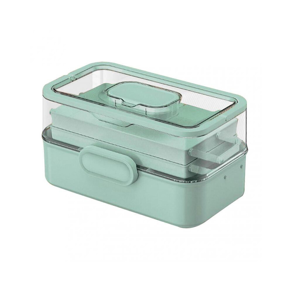 (M,Green)3-Tier Medicine Organiser Family Emergency Medicine Case for Home Travel