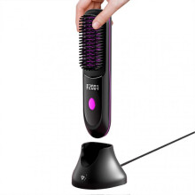 (Black) Hair Straightening Comb with Digital Display, USB Heated Hair Straightening Comb, Rechargeable Flat Iron Heating Curler, Hair Styling Tool