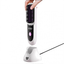 (White) Hair Straightening Comb with Digital Display, USB Heated Hair Straightening Comb, Rechargeable Flat Iron Heating Curler, Hair Styling Tool