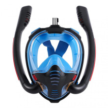 (M, Black and Blue) Full Face Snorkeling Mask for Adult HD Panoramic View Swimming Mask for Snorkeling Diving