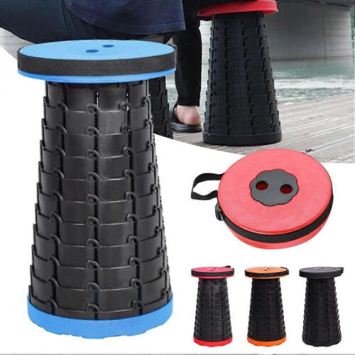 (Red)Small Portable Folding Stool Telescopic Convenient Durable Stools for Indoor Outdoor 1