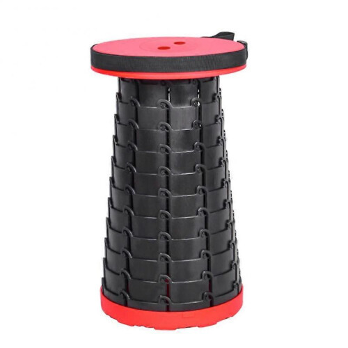 (Red)Small Portable Folding Stool Telescopic Convenient Durable Stools for Indoor Outdoor