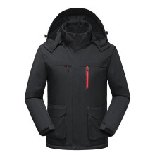 (XL, Mens Black) Windproof Heated Jacket for Men Thicken Three Area Heating Coat for Outdoor Sports
