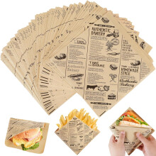 100 Stück Burgerpapier (15x15 cm) - dickes, wasserdichtes & ölfestes Papier für Burger, Pommes & Desserts - ideal für Imbiss, Restaurant & zuhause