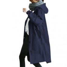 (2XL, Purplish Blue) Women Windbreaker Jacket Casual Loose Button Pockets Hooded Windproof Waterproof For Outdoor Hiking