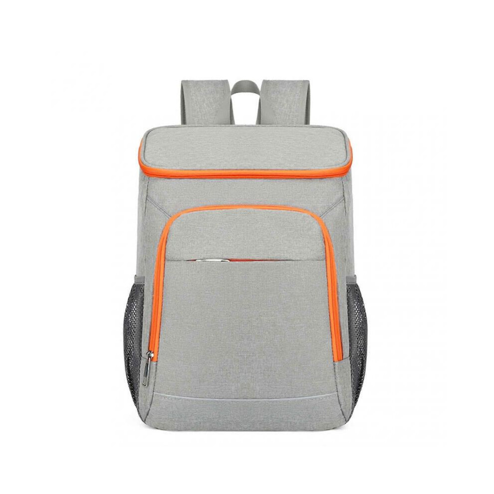 (Gray with Orange)Unisex Fashion Backpack Ice Insulation Bag Leak-Proof Outdoor Picnic Bag for Men Women Kids