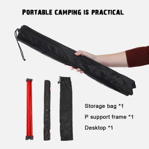 (Red)Folding Camping Tables Portable Heavy Duty Rectangle Picnic Party Dining Desk