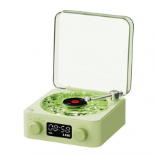 (Green) Small Retro Vinyl Cordless Speaker Bluetooth-Compatible Speaker with Bedside Lamp for Office Bedroom