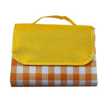 (Yellow) Outdoor Picnic Blanket Foldable Waterproof Sand proof with Family Carrying Handle for Beach Park Hiking