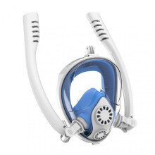 (Sky blue) Full Cover Snorkel Mask Double Tube Sealed Anti-Fog Diving Face Cover Diving Accessories