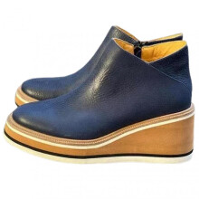 (41, Navy Blue) Women's Premium Solid Colors Wedge Ankle Boots Round Toe Footwear Wedges Casual Shoes Fashionable