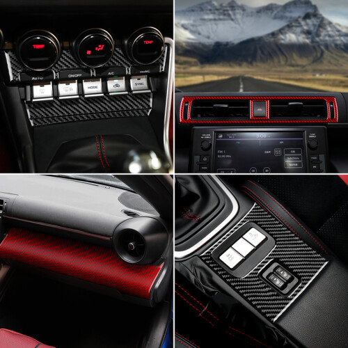 Strisce Adesive In Fibra Di Carbonio Per Interni Fiat 500 E Abarth 595 (2008-2023) - Colore Rosso - 3