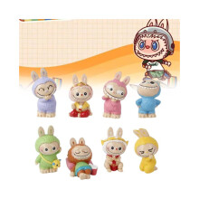 8 pezzi Labubu Action Figure Modello di cartone animato Giocattolo Decorazione Bambola Ornamento regalo