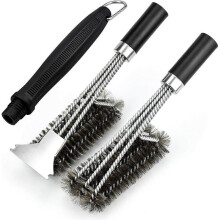2PCS BBQ Brushes, 3 in 1 Replaceable BBQ Cleaning Brush Barbecue Cleaning Tools Perfect for Outdoor BBQ and Camping BBQ
