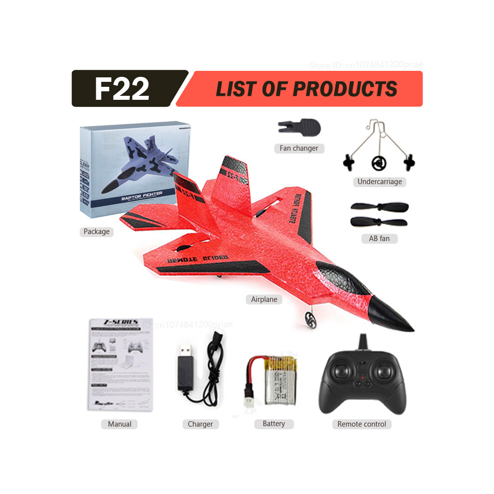 (F22 Rosso) Aereo Rc F22 Aliante Grigio Mimetico Aerei Telecomandati 2.4G Aerei In Schiuma Epp SU-35