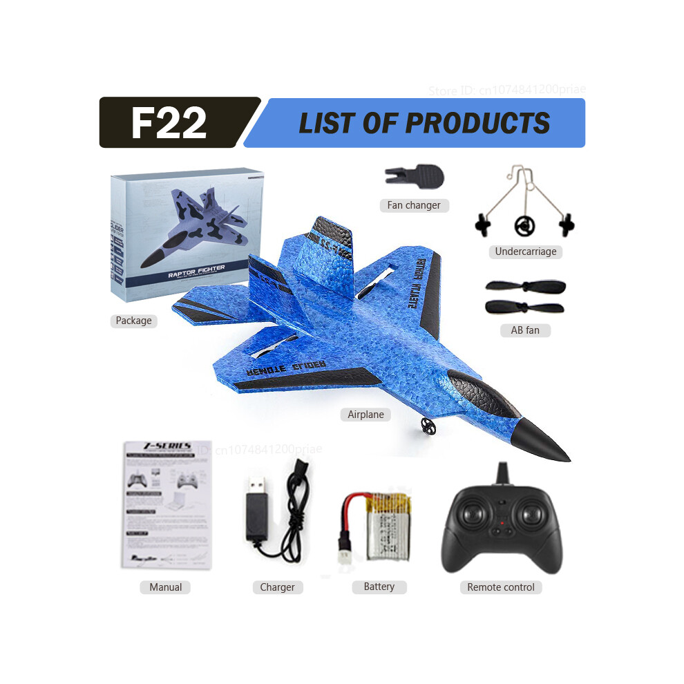 (F22 Blu) Aereo Rc F22 Aliante Grigio Mimetico Aerei Telecomandati 2.4G Aerei In Schiuma Epp SU-35