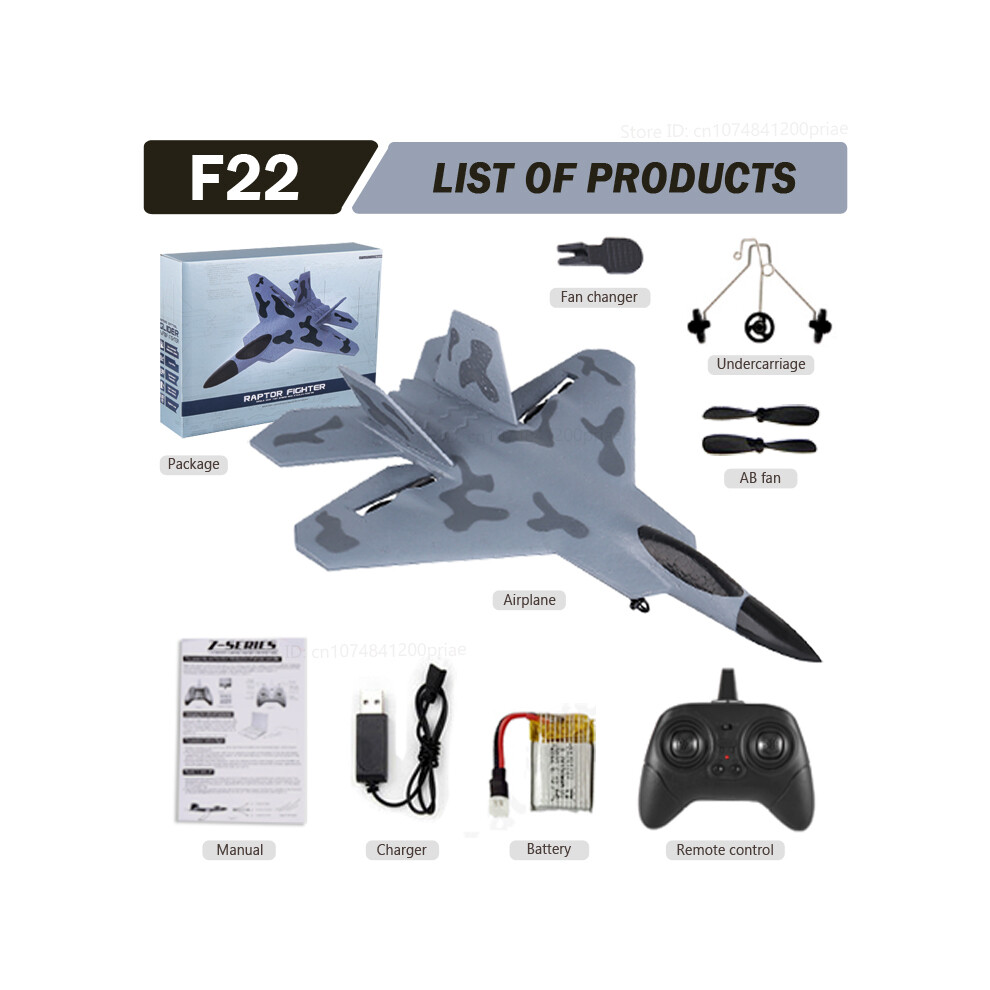 (F22 Grigio) Aereo Rc F22 Aliante Grigio Mimetico Aerei Telecomandati 2.4G Aerei In Schiuma Epp SU-35
