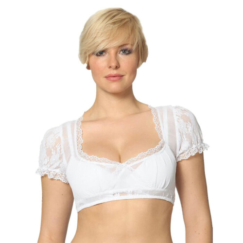 (Nero -L) Camicetta Dirndl elegante da donna Camicetta Dirndl nera Camicetta di pizzo per l'Oktoberfest-i 1