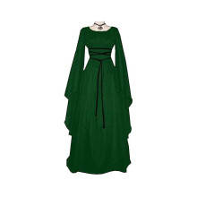 (Verde -M) Costume cosplay gotico da donna di Halloween rinascimentale medievale