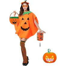 Costume da zucca di Halloween per adulti, vestito operato da adulto, con calzini da zucca, occhiali,