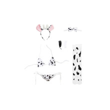 1 set di mucca da latte sexy cosplay lingerie costume seduzione kit intimo a tre punti