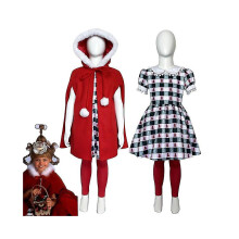 (Mantello per ragazza -130) Costume da Babbo Natale per ragazze Cindy Lou Who Cosplay Costume da Babbo