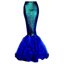 (Blu -L) Costume cosplay da donna, da ragazza, con coda di sirena, gonna a ruota, in maschera