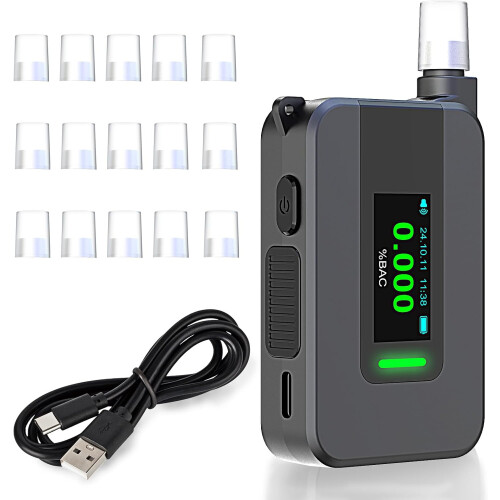 Alkoholtester – D1000 (fünf Sprachversionen) + 10 Mundstücke