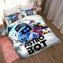 (2, EU Single 135x200cm) Astro Bot Cute Cartoon Bedding Set Duvet Set Single Double Bed King Size Bed Set Adult boys Bedroom Duvet Cover Pillow Case
