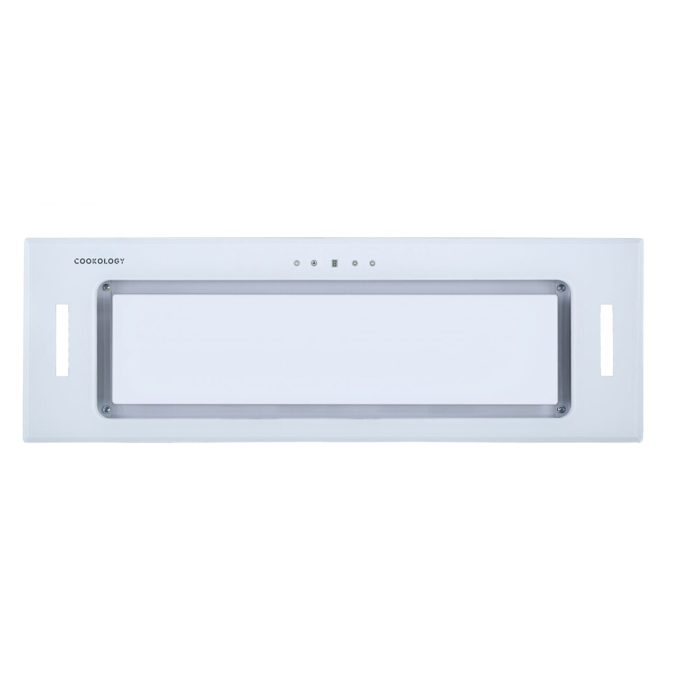 Cookology BUGL900WH/A+ Energy A+ Rated Built-in White Glass 90cm Integrated Canopy Cooker Hood