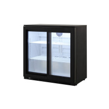 Cookology CCBF210BK Commercial 210 Litre Back Bar Beverage Cooler, Auto Defrost, LED Lights and Self Closing Sliding Doors - in Black