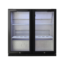 Cookology CCBFHI210BK Hinged Commercial 210 Litre Back Bar Beverage Cooler, Auto Defrost, LED Lights and Self Closing Doors - in Black
