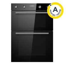 Cookology CDO900BK 90cm Black Glass Built-in Electric Double Oven & timer