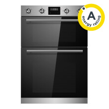 Cookology CDO900SS 90cm Built-in Double Oven, 106L, True Fan, Timer, Digital Clock - Silver & Black