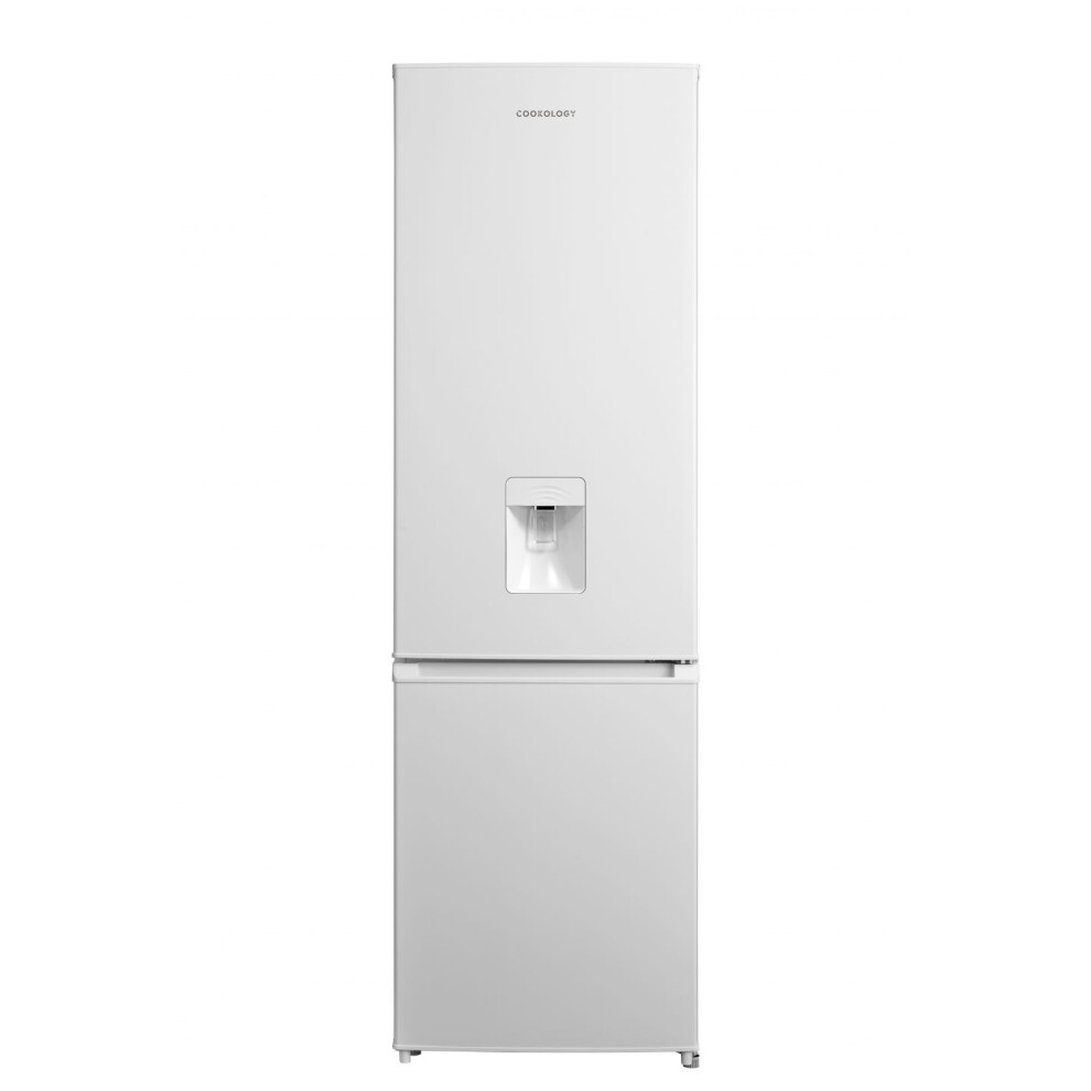Cookology CFF268WDWH 268L Frost Free Fridge Freezer, Water Dispenser, Adj. Temp, Auto Defrost, 4 Star - White